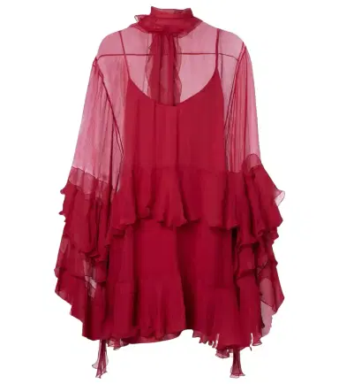 Chloe Chloé Ruffled silk muslin minidress | Thumbnail 1 Chloe Chloé Ruffled silk muslin minidress | Thumbnail 1