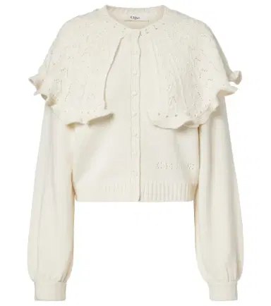 Chloe Chloé Ruffled wool and cashmere cardigan | Thumbnail 1 Chloe Chloé Ruffled wool and cashmere cardigan | Thumbnail 1