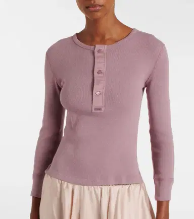 Chloé Chloé Ribbed-knit cotton Henley shirt | Thumbnail 4 Chloé Chloé Ribbed-knit cotton Henley shirt | Thumbnail 4