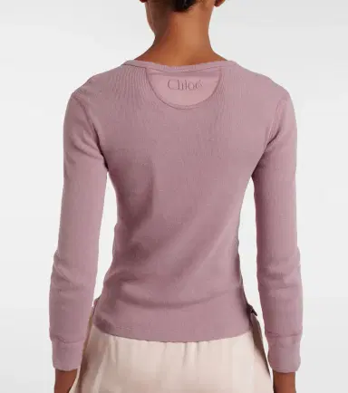 Chloé Chloé Ribbed-knit cotton Henley shirt | Thumbnail 5 Chloé Chloé Ribbed-knit cotton Henley shirt | Thumbnail 5