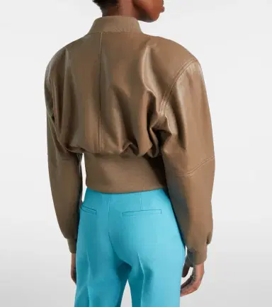 Chloe Chloé Cropped leather bomber jacket | Thumbnail 4 Chloe Chloé Cropped leather bomber jacket | Thumbnail 4