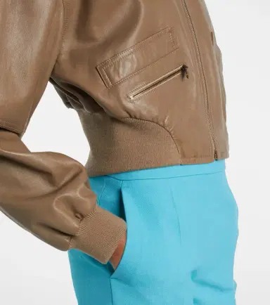 Chloe Chloé Cropped leather bomber jacket | Thumbnail 6 Chloe Chloé Cropped leather bomber jacket | Thumbnail 6