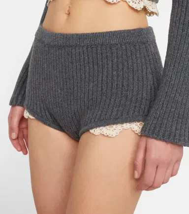 Magda Butrym Crochet-trimmed cashmere shorts | Thumbnail 3 Magda Butrym Crochet-trimmed cashmere shorts | Thumbnail 3