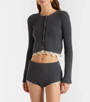 Magda Butrym Crochet-trimmed cashmere shorts | Thumbnail 4 Magda Butrym Crochet-trimmed cashmere shorts | Thumbnail 4
