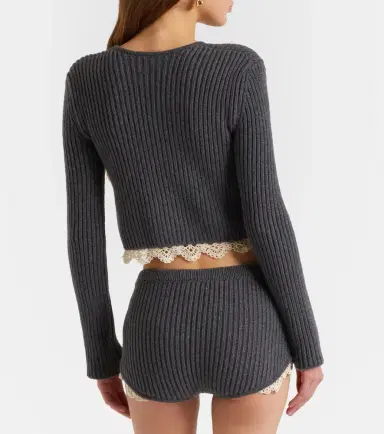 Magda Butrym Crochet-trimmed cashmere shorts | Thumbnail 5 Magda Butrym Crochet-trimmed cashmere shorts | Thumbnail 5