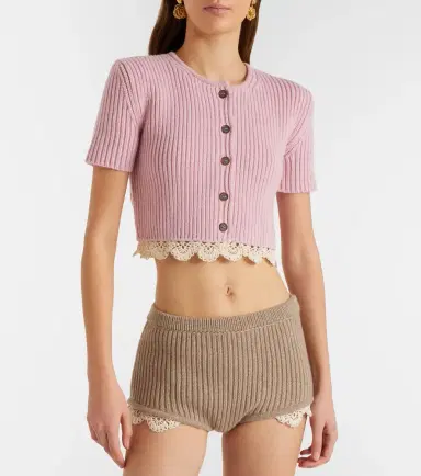 Magda Butrym Crochet-trimmed cashmere top | Thumbnail 2 Magda Butrym Crochet-trimmed cashmere top | Thumbnail 2