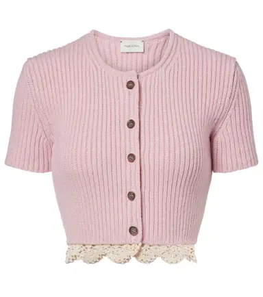 Magda Butrym Crochet-trimmed cashmere top | Thumbnail 1 Magda Butrym Crochet-trimmed cashmere top | Thumbnail 1