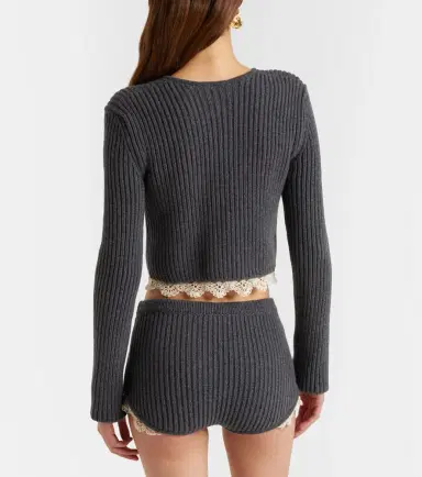 Magda Butrym Cropped crochet-trimmed cashmere cardigan | Thumbnail 2 Magda Butrym Cropped crochet-trimmed cashmere cardigan | Thumbnail 2