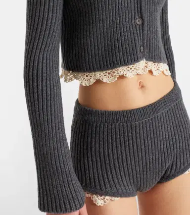 Magda Butrym Cropped crochet-trimmed cashmere cardigan | Thumbnail 3 Magda Butrym Cropped crochet-trimmed cashmere cardigan | Thumbnail 3