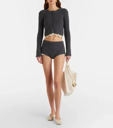Magda Butrym Cropped crochet-trimmed cashmere cardigan | Thumbnail 6 Magda Butrym Cropped crochet-trimmed cashmere cardigan | Thumbnail 6