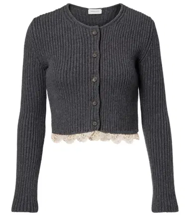 Magda Butrym Cropped crochet-trimmed cashmere cardigan | Thumbnail 1 Magda Butrym Cropped crochet-trimmed cashmere cardigan | Thumbnail 1