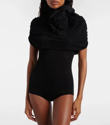 Magda Butrym Floral-appliqué caped bodysuit | Thumbnail 2 Magda Butrym Floral-appliqué caped bodysuit | Thumbnail 2
