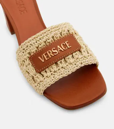 Versace Logo raffia and leather mules | Thumbnail 3 Versace Logo raffia and leather mules | Thumbnail 3