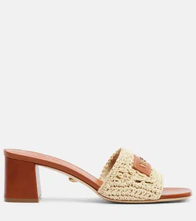 Versace Logo raffia and leather mules | Thumbnail 4 Versace Logo raffia and leather mules | Thumbnail 4
