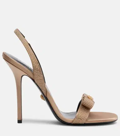 Versace Medusa embellished satin sandals | Thumbnail 2 Versace Medusa embellished satin sandals | Thumbnail 2