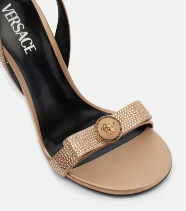 Versace Medusa embellished satin sandals | Thumbnail 3 Versace Medusa embellished satin sandals | Thumbnail 3