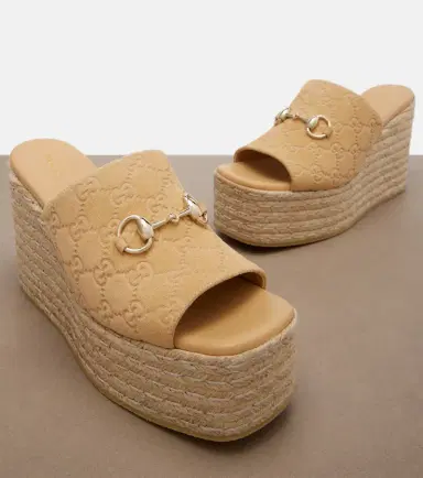 Gucci Horsebit GG suede espadrille wedges | Thumbnail 3 Gucci Horsebit GG suede espadrille wedges | Thumbnail 3