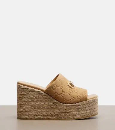 Gucci Horsebit GG suede espadrille wedges | Thumbnail 4 Gucci Horsebit GG suede espadrille wedges | Thumbnail 4