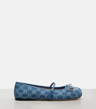 Gucci Horsebit GG denim ballet flats | Thumbnail 3 Gucci Horsebit GG denim ballet flats | Thumbnail 3