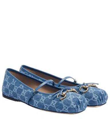 Gucci Horsebit GG denim ballet flats | Thumbnail 1 Gucci Horsebit GG denim ballet flats | Thumbnail 1
