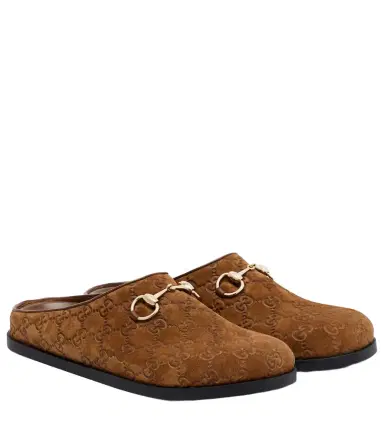 Gucci GG Horsebit suede mules | Thumbnail 1 Gucci GG Horsebit suede mules | Thumbnail 1