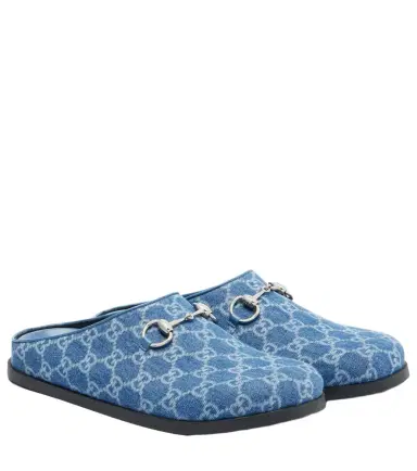 Gucci Horsebit GG denim mules | Thumbnail 1 Gucci Horsebit GG denim mules | Thumbnail 1