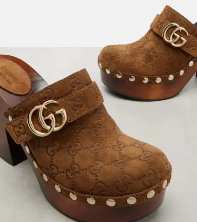 Gucci Double G GG suede clogs | Thumbnail 2 Gucci Double G GG suede clogs | Thumbnail 2