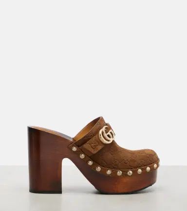 Gucci Double G GG suede clogs | Thumbnail 4 Gucci Double G GG suede clogs | Thumbnail 4