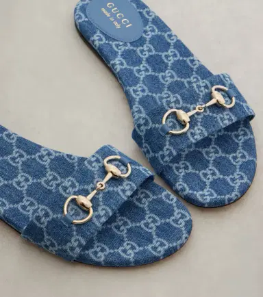 Gucci Horsebit GG denim slides | Thumbnail 3 Gucci Horsebit GG denim slides | Thumbnail 3