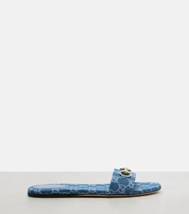 Gucci Horsebit GG denim slides | Thumbnail 4 Gucci Horsebit GG denim slides | Thumbnail 4