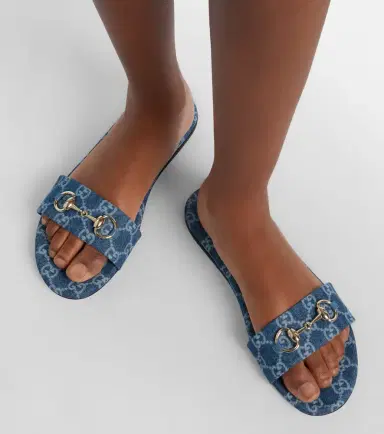 Gucci Horsebit GG denim slides | Thumbnail 5 Gucci Horsebit GG denim slides | Thumbnail 5