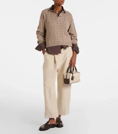 Brunello Cucinelli Leather-trimmed top-handle bag | Thumbnail 5 Brunello Cucinelli Leather-trimmed top-handle bag | Thumbnail 5
