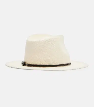 Brunello Cucinelli Leather-trimmed straw fedora hat | Thumbnail 4 Brunello Cucinelli Leather-trimmed straw fedora hat | Thumbnail 4