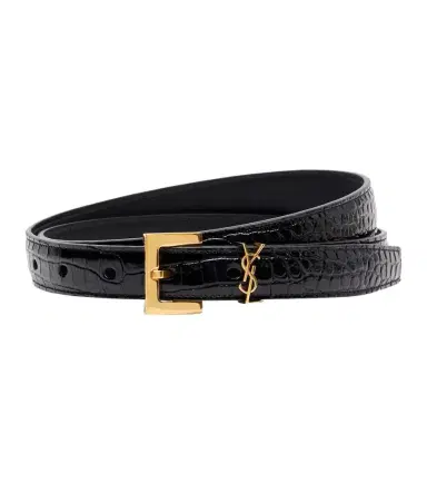 Saint Laurent Cassandre croc-effect leather belt | Thumbnail 1 Saint Laurent Cassandre croc-effect leather belt | Thumbnail 1