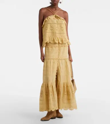Marant Étoile Embroidered ruffled halterneck cotton top | Thumbnail 3 Marant Étoile Embroidered ruffled halterneck cotton top | Thumbnail 3