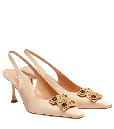 Manolo Blahnik Cupida 70 embellished satin slingback pumps | Thumbnail 1 Manolo Blahnik Cupida 70 embellished satin slingback pumps | Thumbnail 1