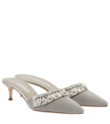 Manolo Blahnik Tulipe 50 embellished velvet mules | Thumbnail 1 Manolo Blahnik Tulipe 50 embellished velvet mules | Thumbnail 1