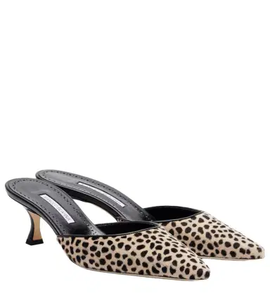 Manolo Blahnik Carolyne 50 leopard-print calf hair mules | Thumbnail 1 Manolo Blahnik Carolyne 50 leopard-print calf hair mules | Thumbnail 1
