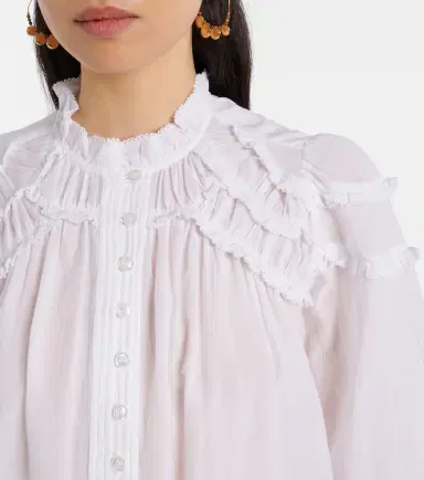 Marant Étoile Christa ruffled cotton-blend blouse | Thumbnail 3 Marant Étoile Christa ruffled cotton-blend blouse | Thumbnail 3