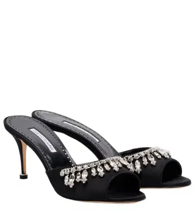 Manolo Blahnik Tulimu 70 embellished satin mules | Thumbnail 1 Manolo Blahnik Tulimu 70 embellished satin mules | Thumbnail 1