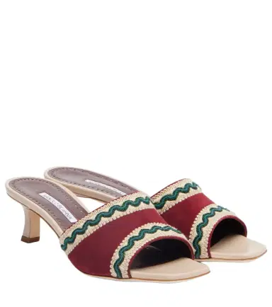 Manolo Blahnik Marebis 50 embroidered suede mules | Thumbnail 1 Manolo Blahnik Marebis 50 embroidered suede mules | Thumbnail 1