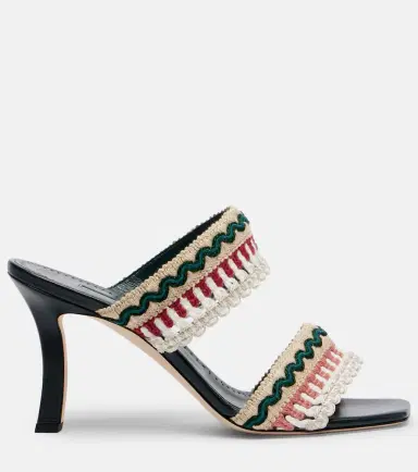 Manolo Blahnik Mabeco 90 leather-trimmed knitted mules | Thumbnail 2 Manolo Blahnik Mabeco 90 leather-trimmed knitted mules | Thumbnail 2