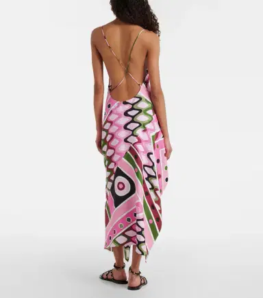 Pucci Vivara silk satin midi dress | Thumbnail 4 Pucci Vivara silk satin midi dress | Thumbnail 4