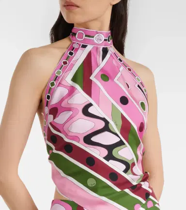 Pucci Vivara halterneck silk satin top | Thumbnail 4 Pucci Vivara halterneck silk satin top | Thumbnail 4