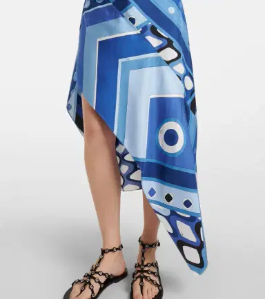 Pucci Vivara asymmetric silk satin midi dress | Thumbnail 6 Pucci Vivara asymmetric silk satin midi dress | Thumbnail 6