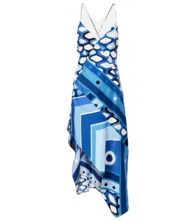 Pucci Vivara asymmetric silk satin midi dress | Thumbnail 1 Pucci Vivara asymmetric silk satin midi dress | Thumbnail 1