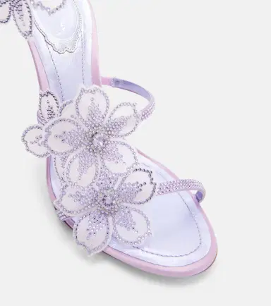 René Caovilla Floriane floral-appliqué satin sandals | Thumbnail 3 René Caovilla Floriane floral-appliqué satin sandals | Thumbnail 3