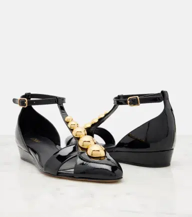 Chloé Chloé Cleia studded patent leather wedges | Thumbnail 3 Chloé Chloé Cleia studded patent leather wedges | Thumbnail 3