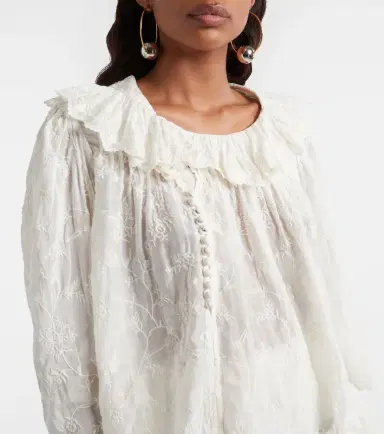 Isabel Marant Zelly embroidered cotton and silk blouse | Thumbnail 3 Isabel Marant Zelly embroidered cotton and silk blouse | Thumbnail 3