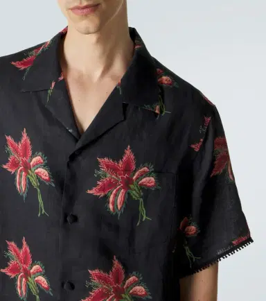 Valentino Floral lace-trimmed linen bowling shirt | Thumbnail 5 Valentino Floral lace-trimmed linen bowling shirt | Thumbnail 5